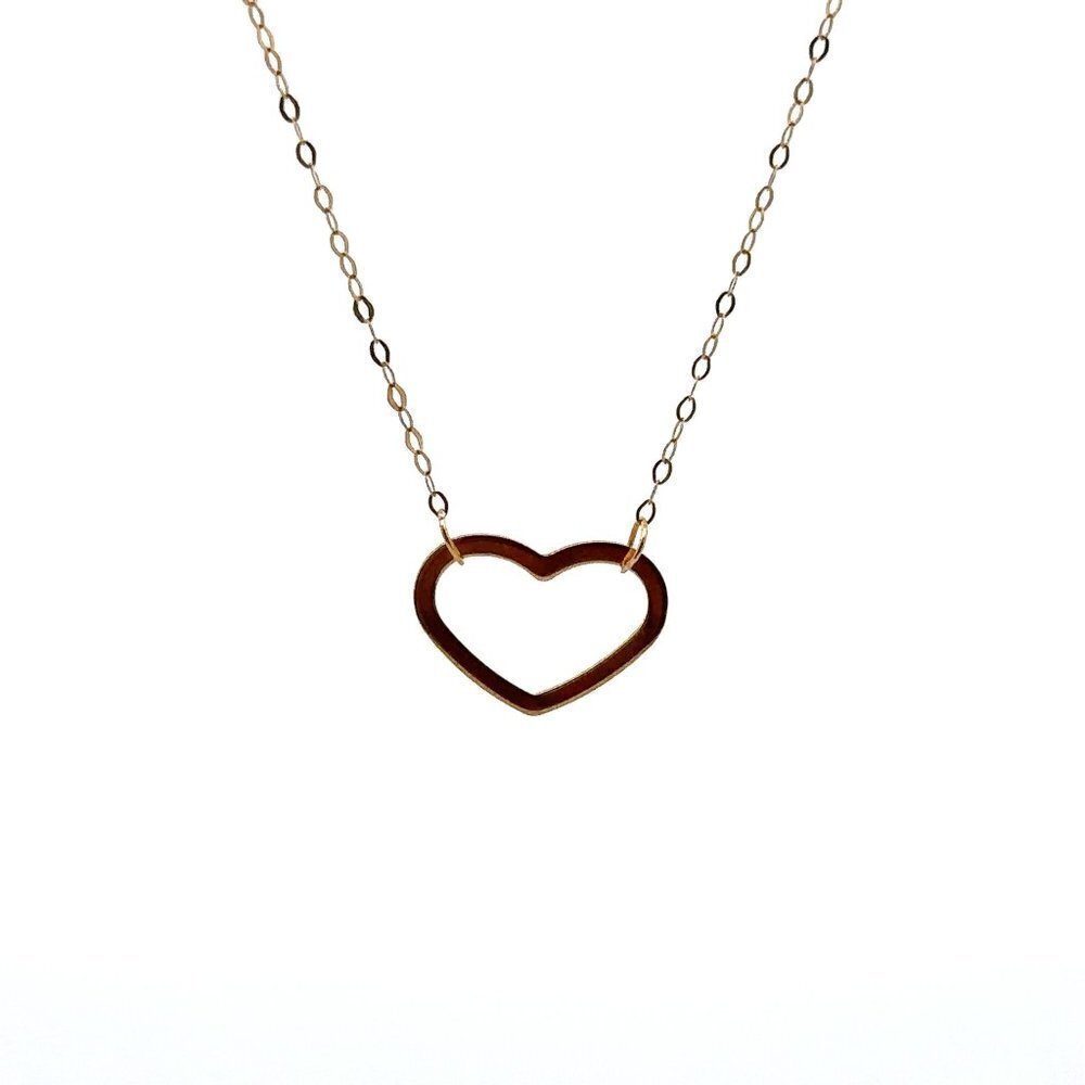 18K Gold Necklace Chain 18 inches Pendant Heart 0.58 grams - Picture 6 of 10